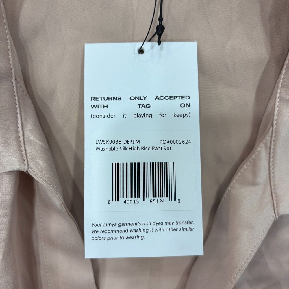 NWT Lunya 100% Washable Silk Delicate Pink Sleep Top ONLY Sz Medium Quiet Luxury - Picture 6 of 11